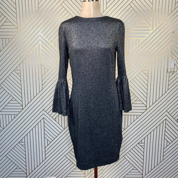 Ted Baker Hanneh Fluted Metallic Knit Mini Dress - Picture 2 of 8